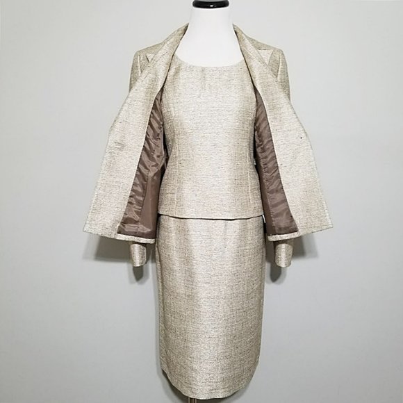 NEW Le Suit 3pc Career Suit 4P Skirt Jacket Blazer Top Lesuit